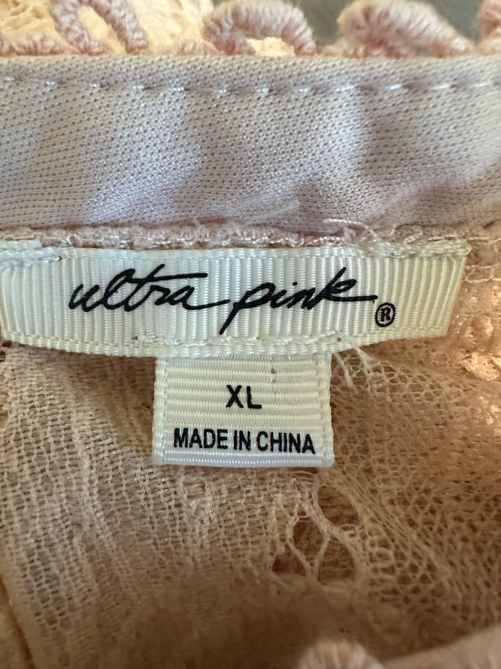 Ultra Pink Blush Floral Lace Mock Neck Long Sleeve Blouse XL - Picture 14 of 15